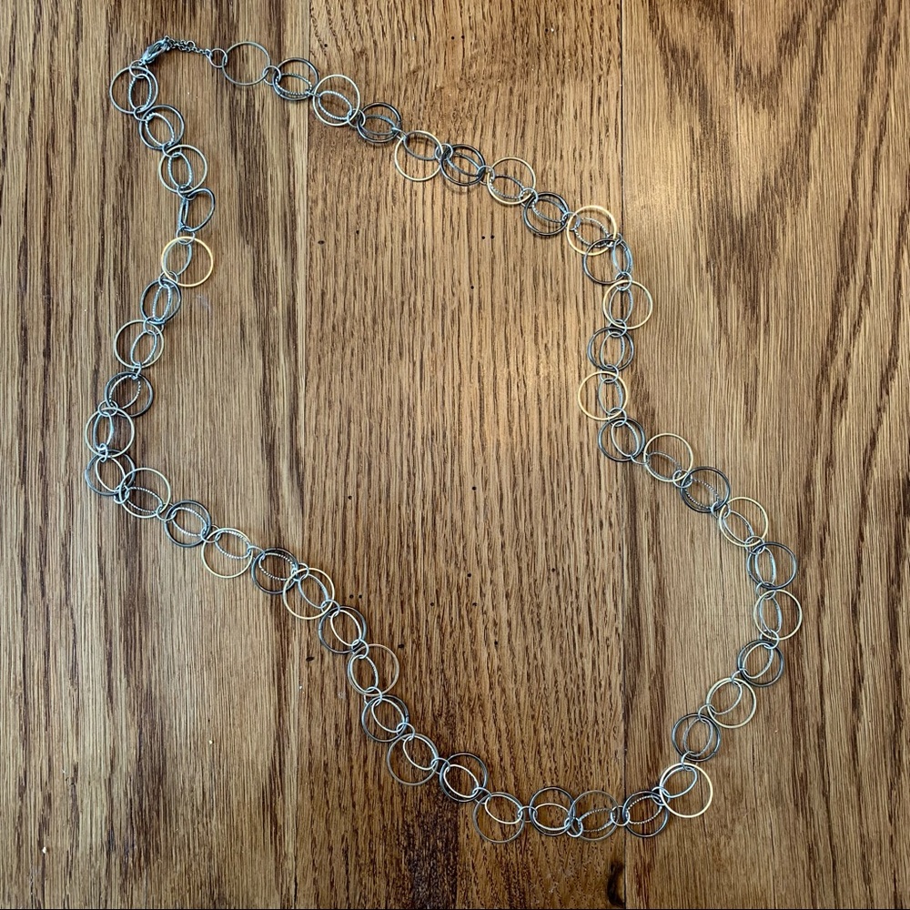 Long necklace gold, silver, and black
